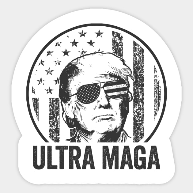 Trump Ultra Maga Conservative US Flag Sticker by petemphasis